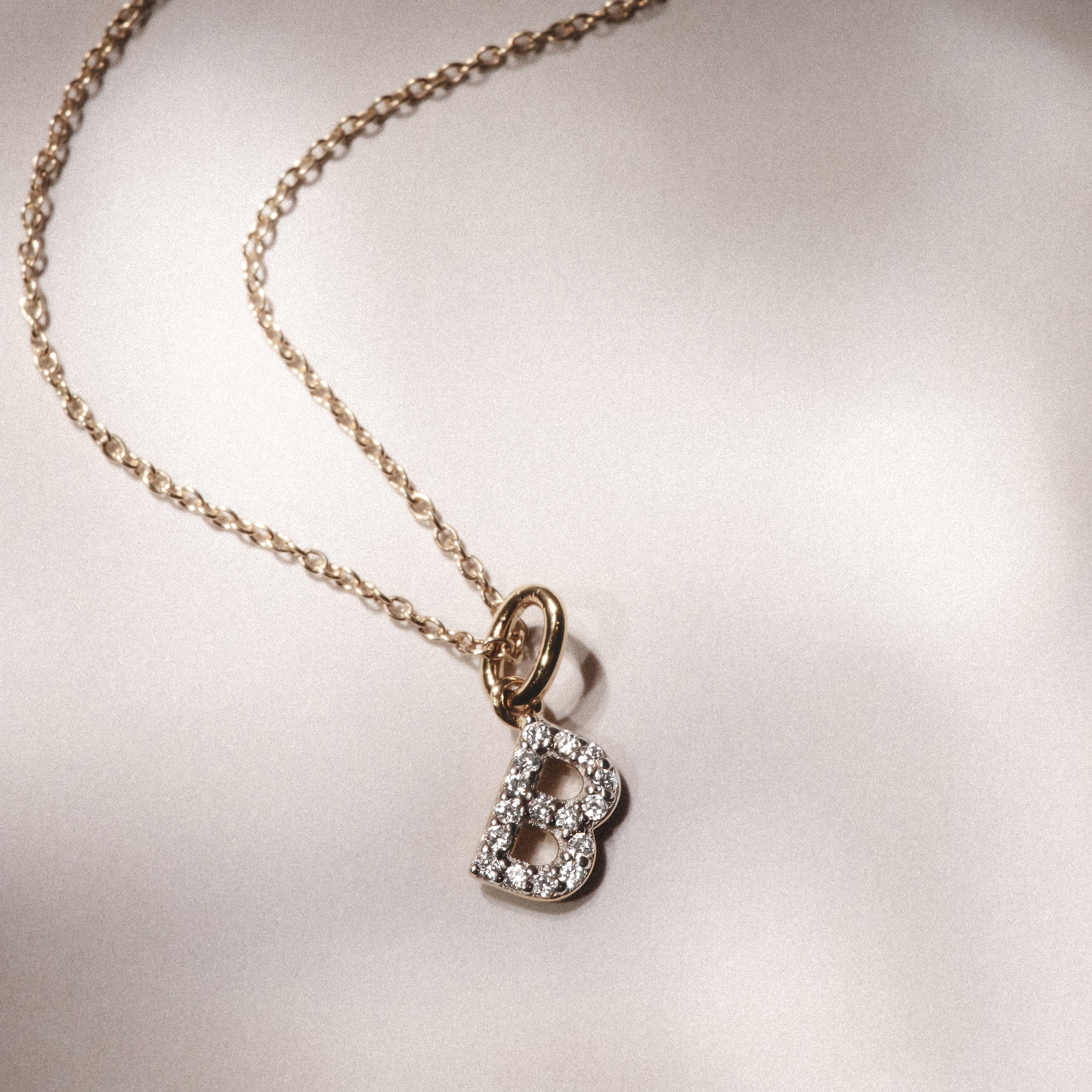 Love Letter Initial B Lab Diamond Necklace set in 18K Gold Vermeil